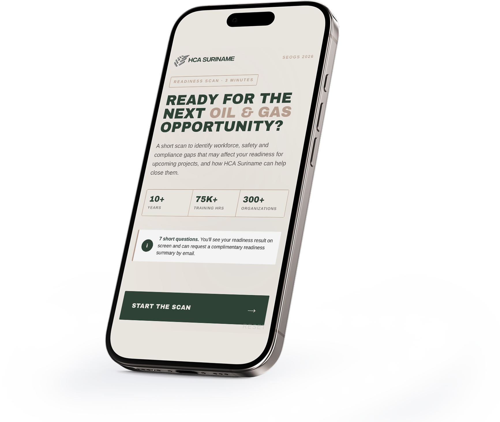 HCA readiness scan preview on a mobile phone